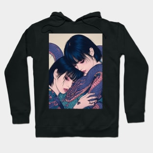 Geisha dragon in water 7205 Hoodie